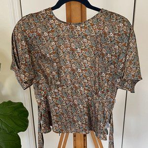 Backless satin print Topshop top - Size 4
